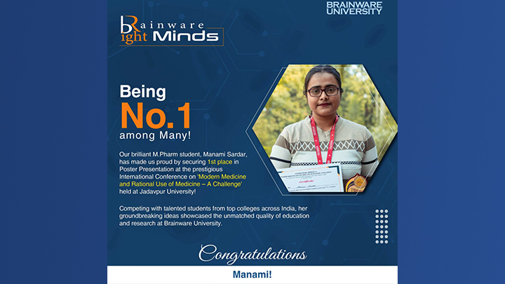 1st position in a poster presentation at International Conference-M.Pharm student, Manami Sardar