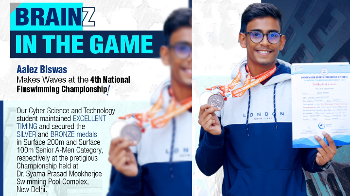 Aalez Biswas, Cyber Science and Technology shines at the 4th National Finswimming Championship!