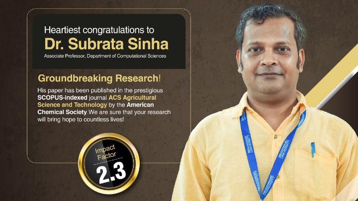 Publication in ACS Agricultural Science and Technology journal-CSS Professor’s Dr. Subrata Sinha