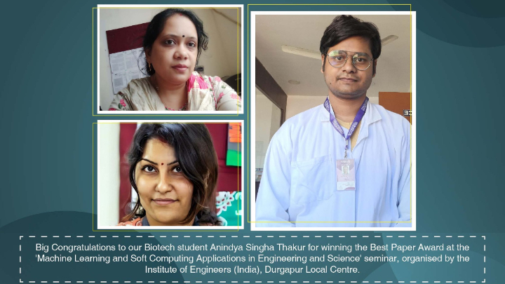 Best Paper Award for Biotech star student Anindya Singha Thakur