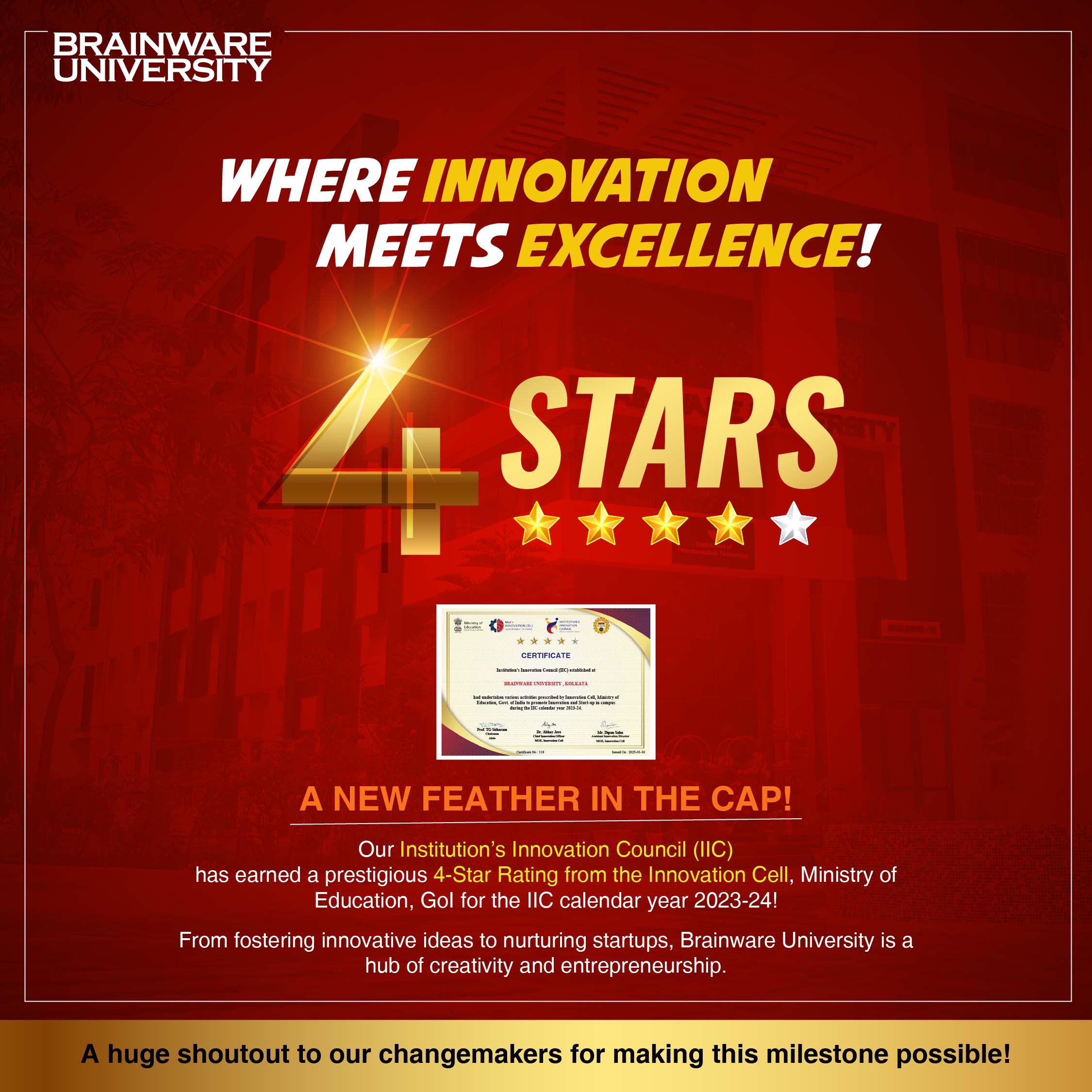 4-5 star rating out of 5 by the ministry of education